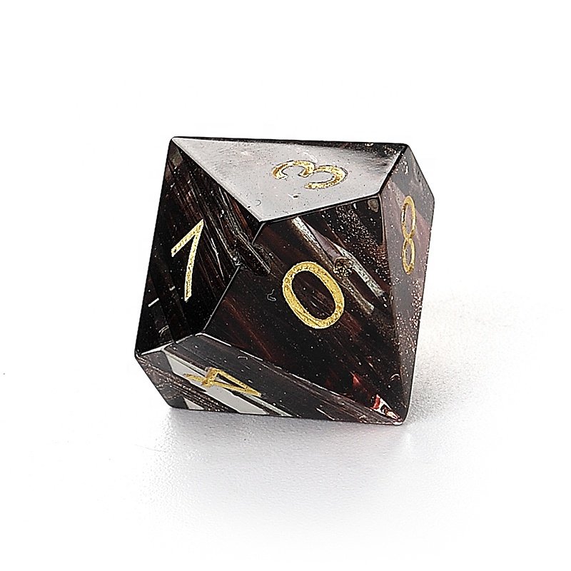 Factory wholesale Black striped glass zircon gemstone dice set for DND Dungeons and Dragons RPG Game