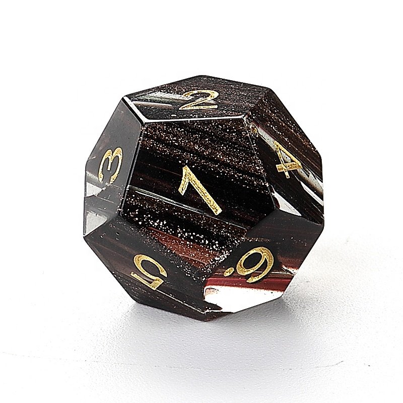 Factory wholesale Black striped glass zircon gemstone dice set for DND Dungeons and Dragons RPG Game