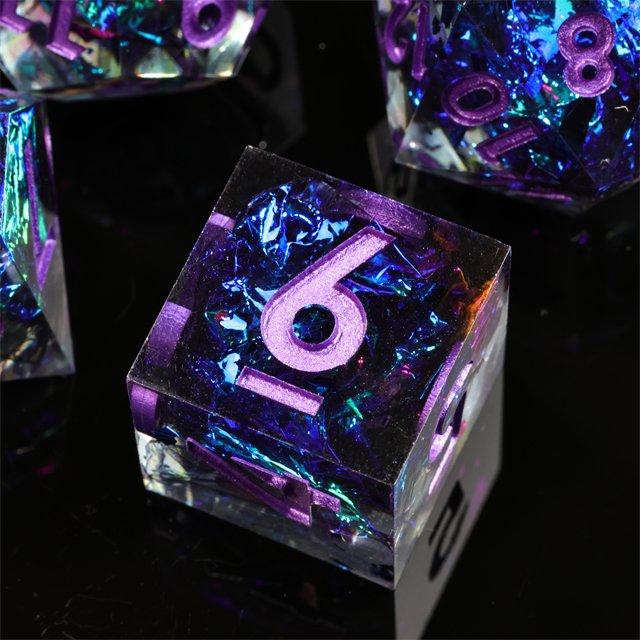 Mini Planet Handmade TRG Game Set Resin Polyhedral Dice for DND Board Games with Sharp Edges
