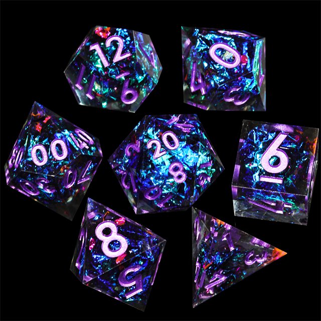 Mini Planet Handmade TRG Game Set Resin Polyhedral Dice for DND Board Games with Sharp Edges