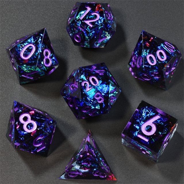Mini Planet Handmade TRG Game Set Resin Polyhedral Dice for DND Board Games with Sharp Edges