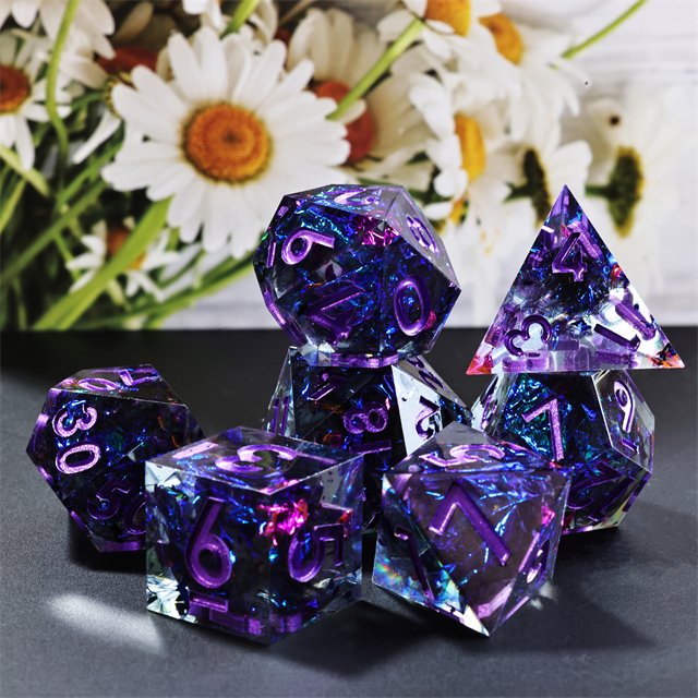 Mini Planet Handmade TRG Game Set Resin Polyhedral Dice for DND Board Games with Sharp Edges