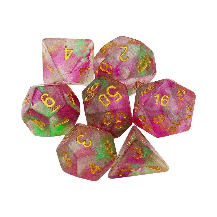 DND Dice Set Polyhedral Cherry BlossomTransparent Dice D and D Dice for Dungeons and Dragons RPG Table G