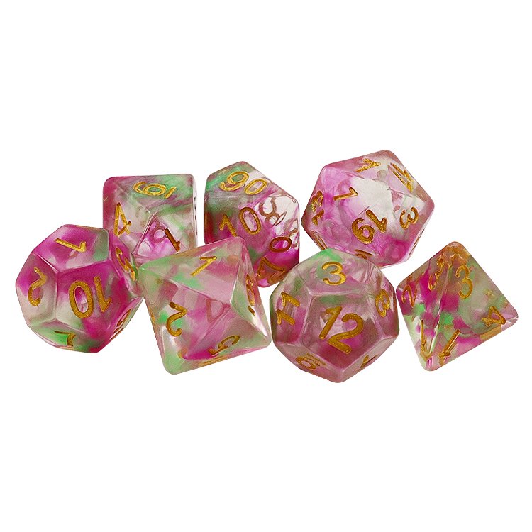 DND Dice Set Polyhedral Cherry BlossomTransparent Dice D and D Dice for Dungeons and Dragons RPG Table G