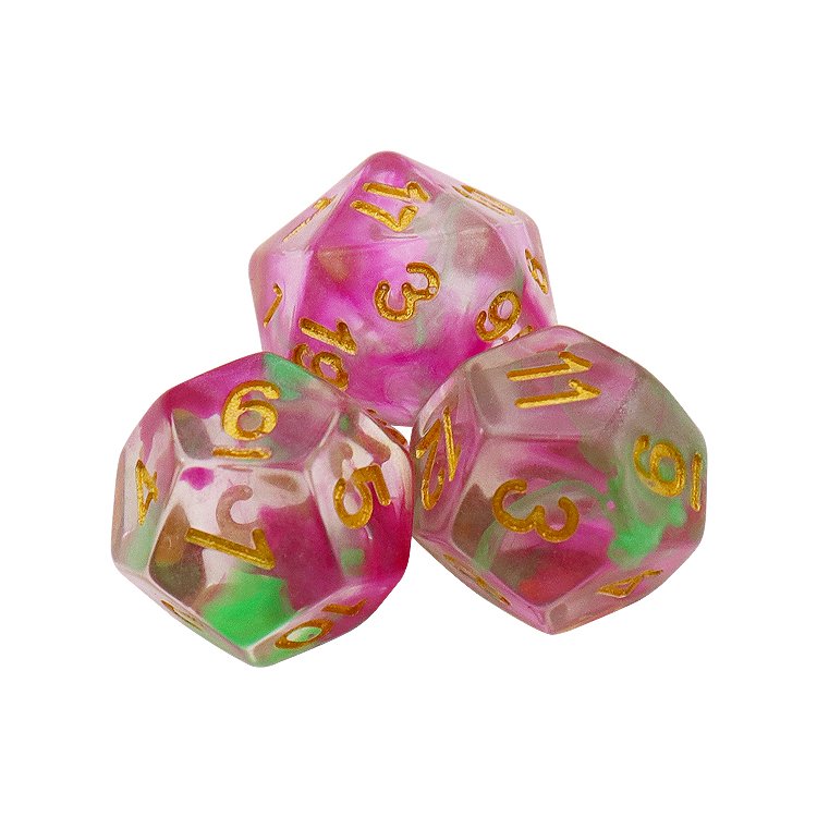 DND Dice Set Polyhedral Cherry BlossomTransparent Dice D and D Dice for Dungeons and Dragons RPG Table G