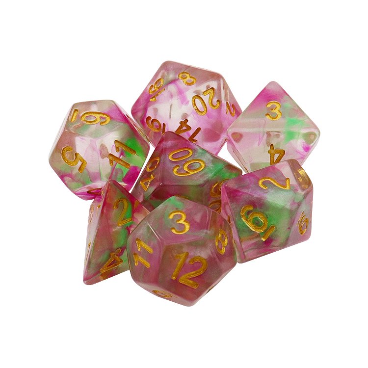 DND Dice Set Polyhedral Cherry BlossomTransparent Dice D and D Dice for Dungeons and Dragons RPG Table G