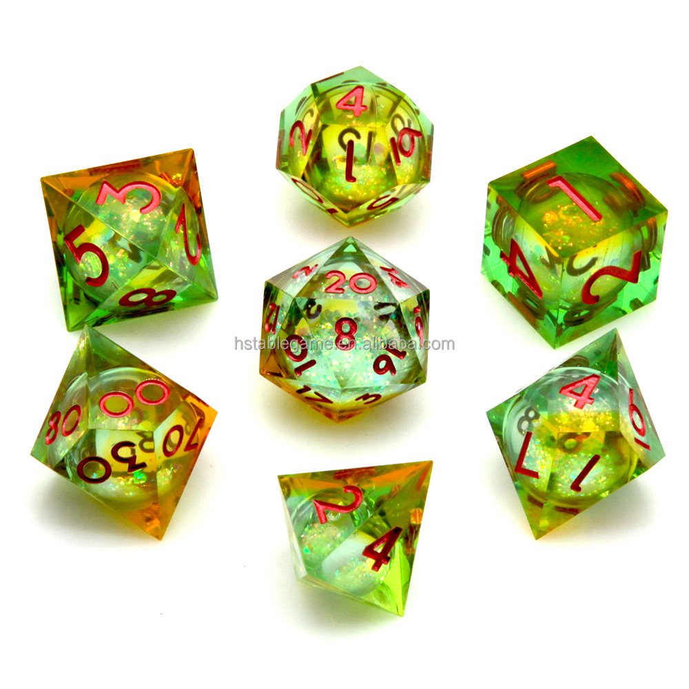 Hot Sale Factory Directly Liquid Core Dice Rolling eye Liquid filled Sharp Edge Hard Edge Dice for RPG DND and other Games