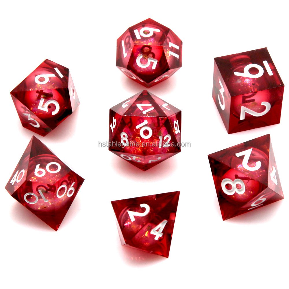 Hot Sale Factory Directly Liquid Core Dice Rolling eye Liquid filled Sharp Edge Hard Edge Dice for RPG DND and other Games