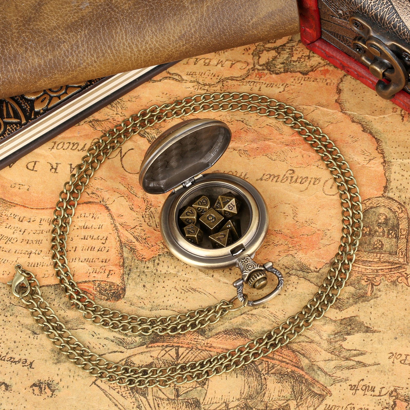 Petty Dragon Pocket Watch Dice Case 6mm Metal Mini Dice Set for DND Tabletop Games