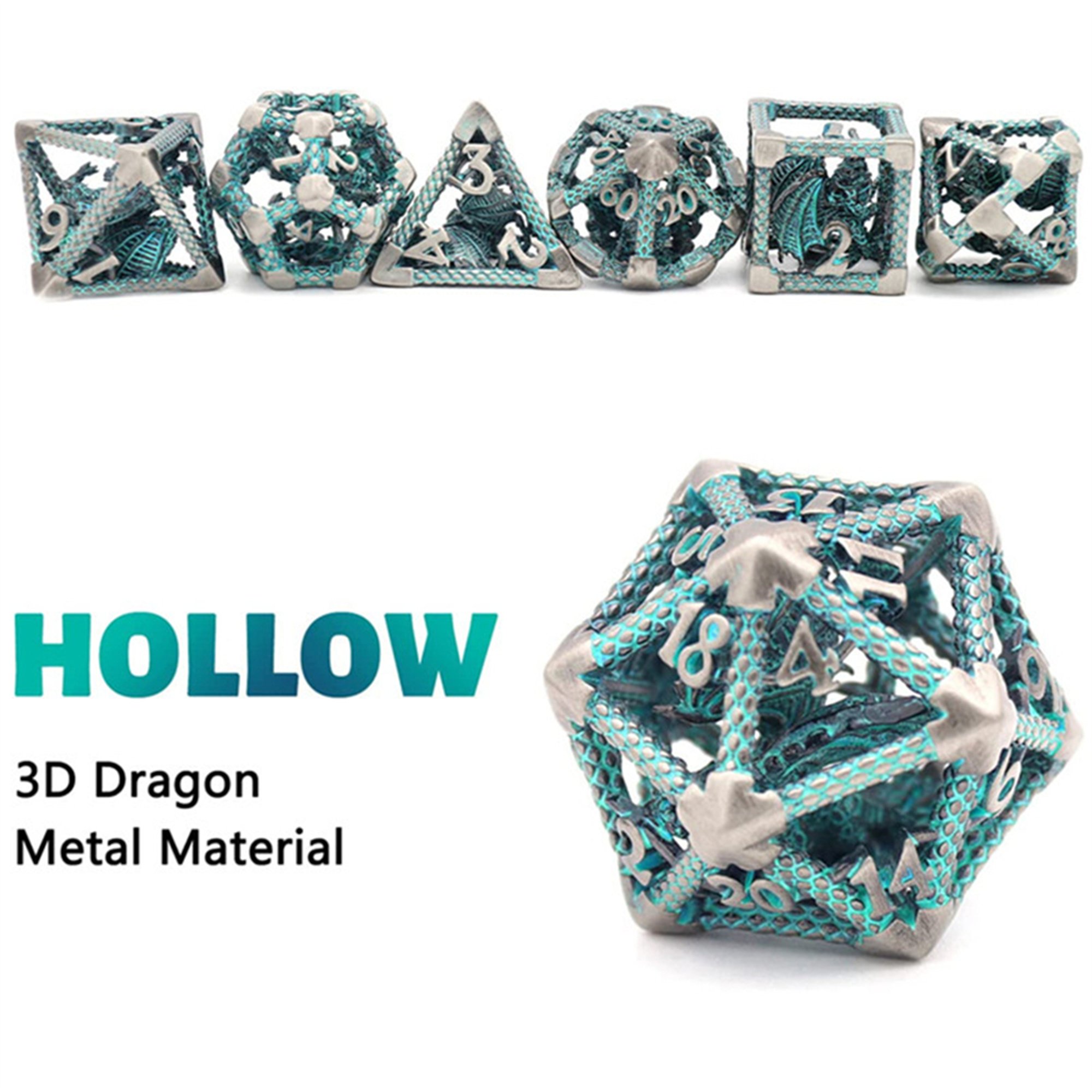 MINI PLANET DND Dice Set 3D Flying Dragon Metal Polyhedral Dice For TRPG Dungeons&Dragons Game Wholesale Custom DND Dice Set