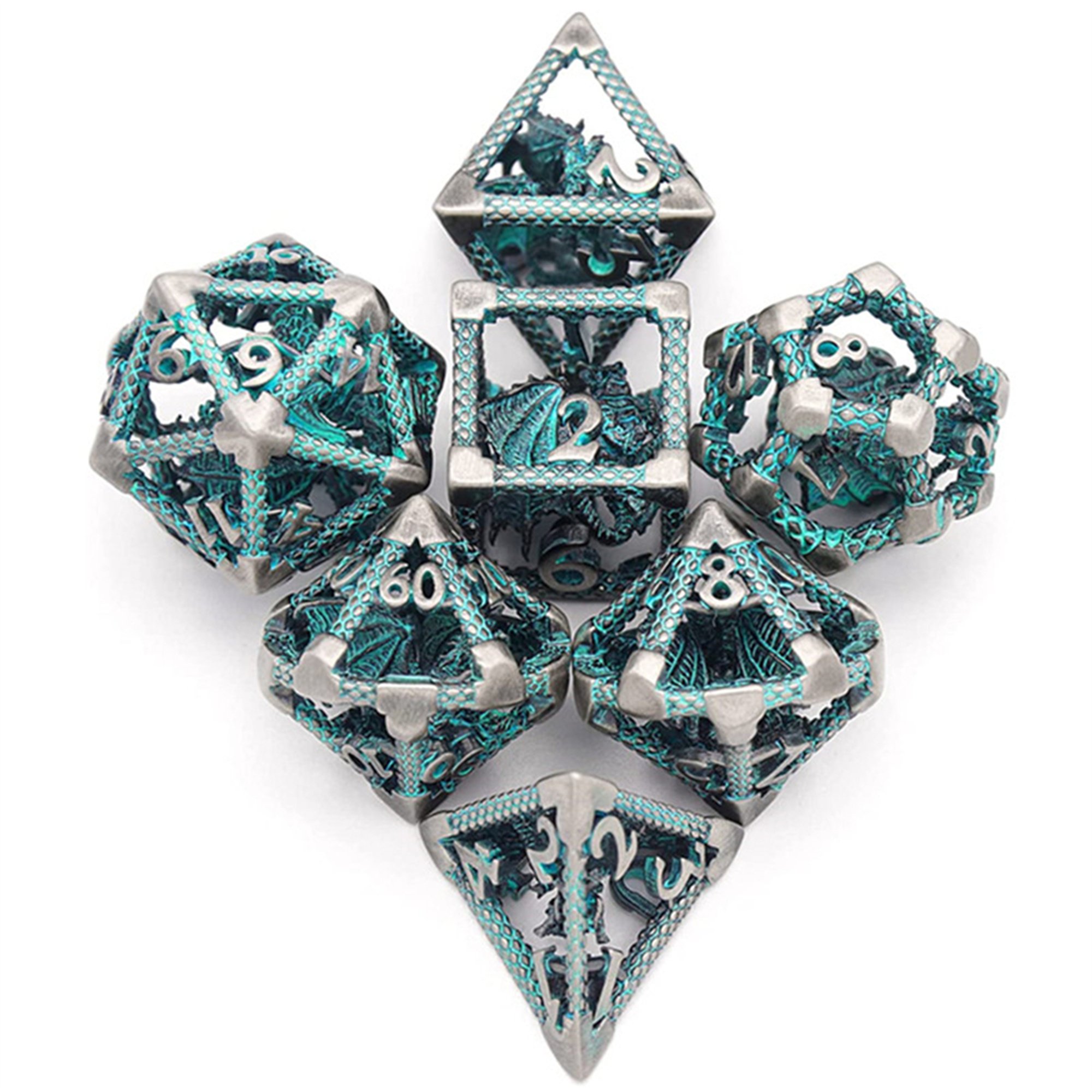 MINI PLANET DND Dice Set 3D Flying Dragon Metal Polyhedral Dice For TRPG Dungeons&Dragons Game Wholesale Custom DND Dice Set