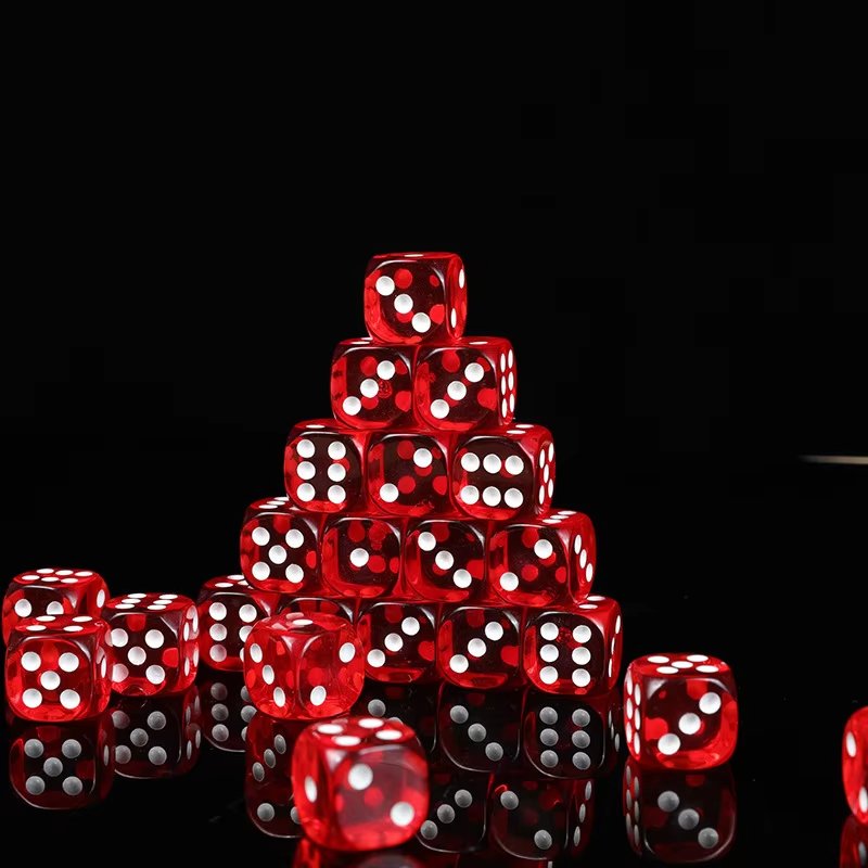 High Quality custom acrylic large red transparent 19mm rounded D6 dice With White Dots for game board game