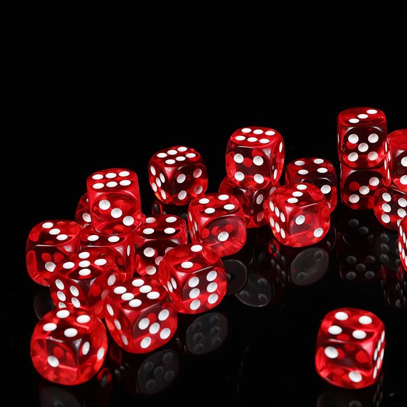 High Quality custom acrylic large red transparent 19mm rounded D6 dice With White Dots for game board game