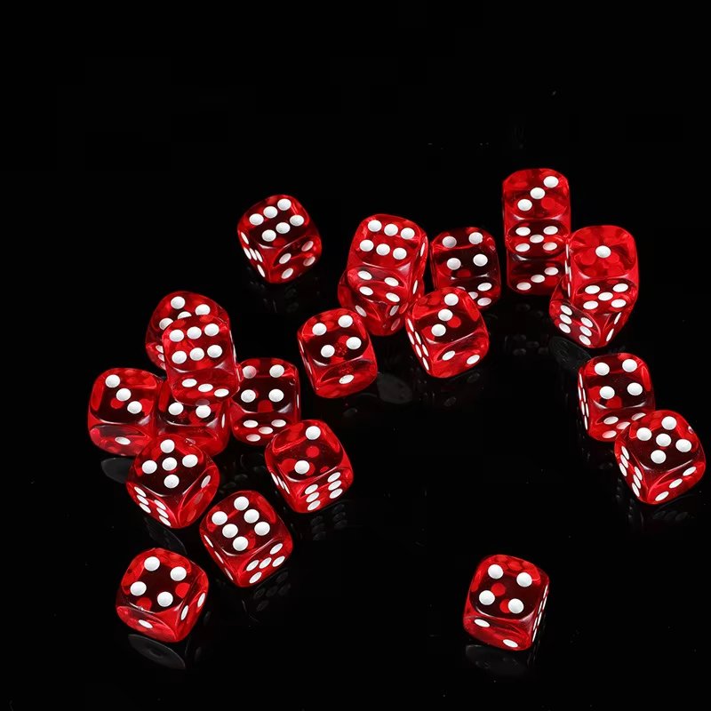 High Quality custom acrylic large red transparent 19mm rounded D6 dice With White Dots for game board game