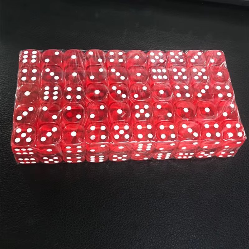 High Quality custom acrylic large red transparent 19mm rounded D6 dice With White Dots for game board game