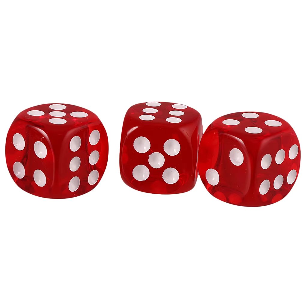 High Quality custom acrylic large red transparent 19mm rounded D6 dice With White Dots for game board game