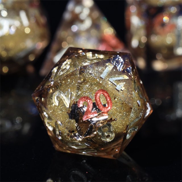 MINI PLANET Handmade Resin DND Dragon and Dungeon RPG Dice Set Custom Sharp Edges Board Game Gift with Polyhedral Dice