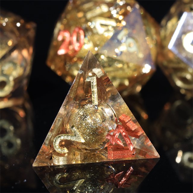 MINI PLANET Handmade Resin DND Dragon and Dungeon RPG Dice Set Custom Sharp Edges Board Game Gift with Polyhedral Dice