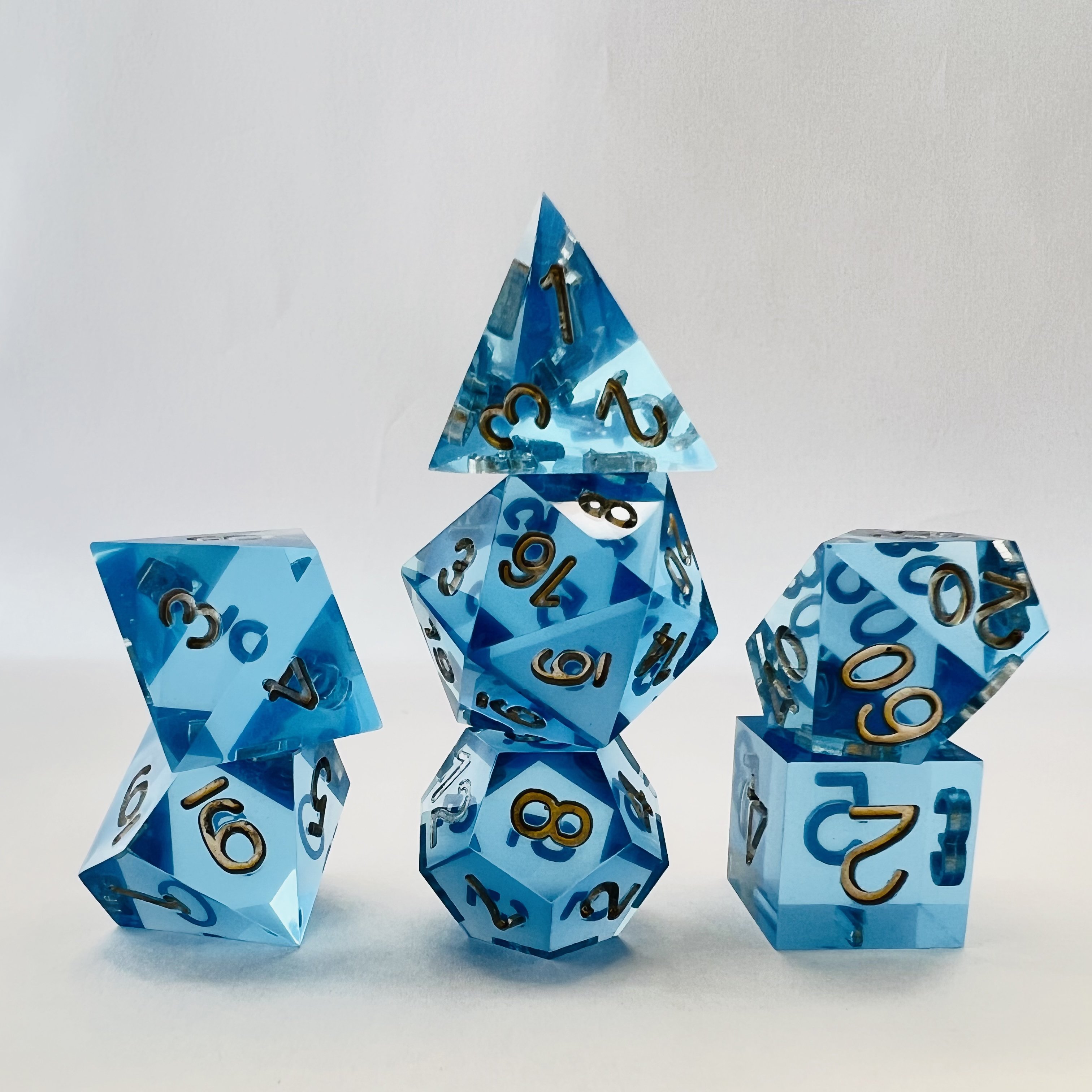 Custom Printed 16Mm Square Polyhedral RPG Game DND Dungeons And Dragons 7pcs Resin Dice Set