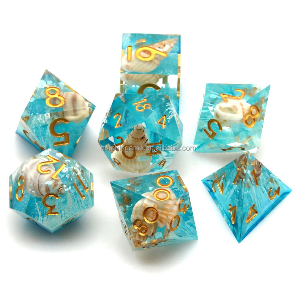 DND Liquid Core Dice Set Resin Liquid Core Filled Sharp Edge D&D Dice with Gift Case for Dungeons and Dragon Dice Game