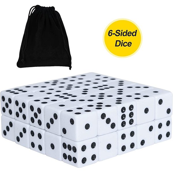 Custom 16mm Plastic Black And White Dice
