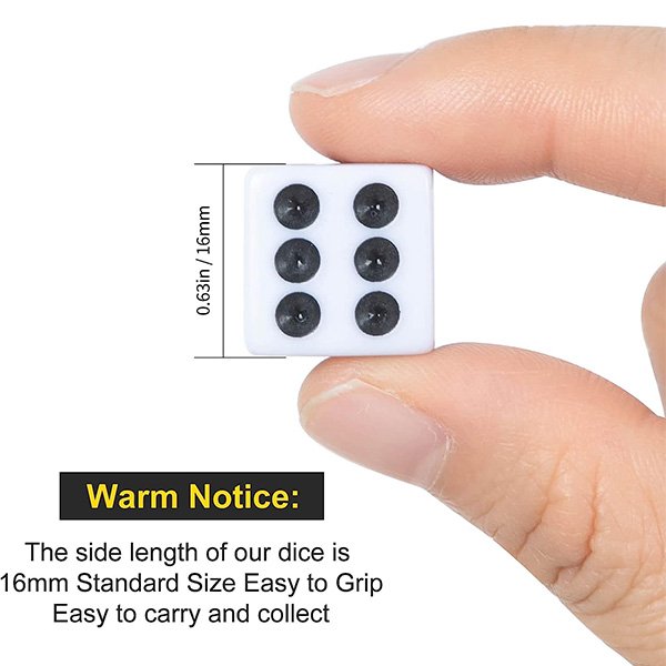 Custom 16mm Plastic Black And White Dice
