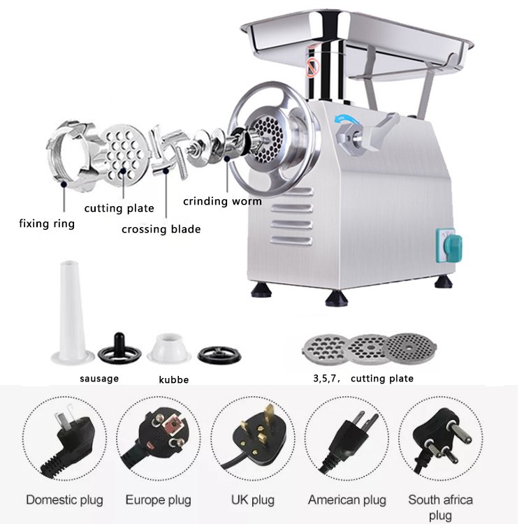 Electrical Mince Meat Machine Gear Motor Chilli Chicken Beef Frozen Meat Mincer Hardware Electric Meat Grinders for Home Kitchen
