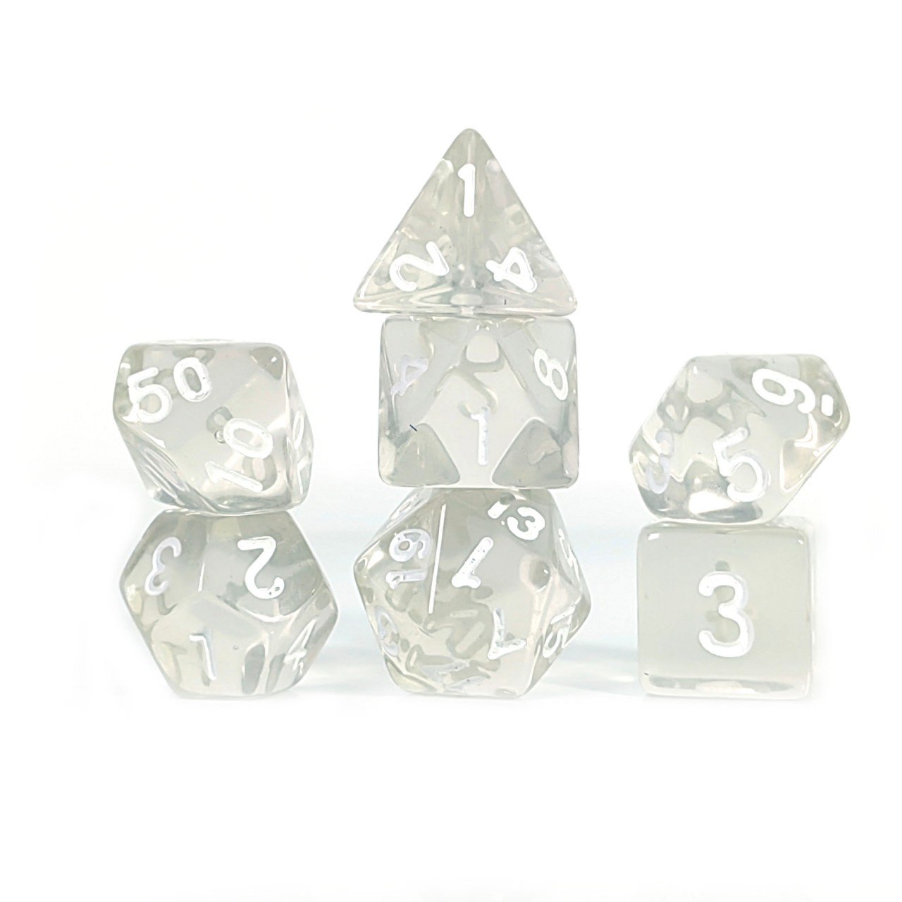 New Style TRPG Dnd dice Transparent Plastic white D4 D6 D8 D10 D12 D20 Plastic Cubes dice set