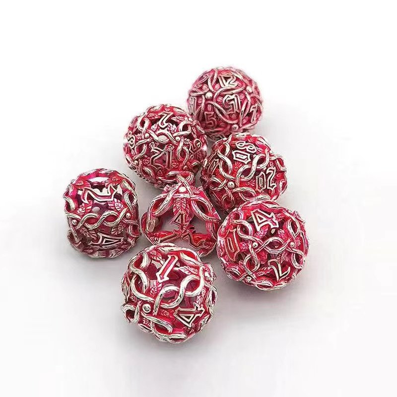 7Pcs Nature Tree Vines Leaf Hollow Metal DND Dice Set D&D for Dungeons and Dragons Polyhedral RPG Role Playing Game Dice
