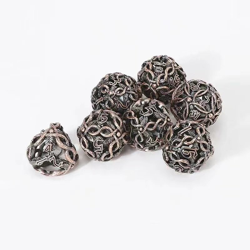 7Pcs Nature Tree Vines Leaf Hollow Metal DND Dice Set D&D for Dungeons and Dragons Polyhedral RPG Role Playing Game Dice