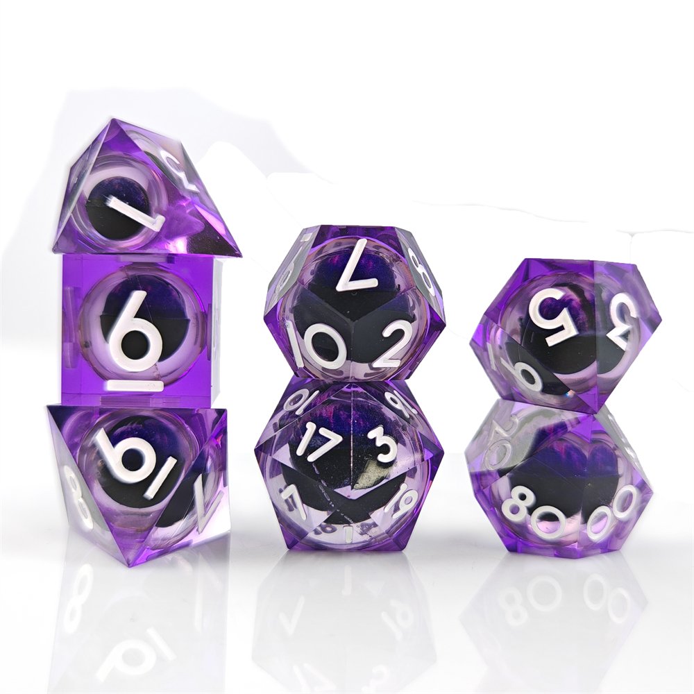 Purple Dragon Eye Liquid Core DND Dice Set Dungeons and Dragons Role Playing Game Polyhedral Resin Sharp Edge D&D Dice