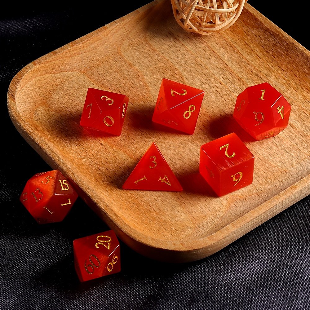 Custom Logo Dice Red D&D Gemstone Dice Set DND RPG Dice For Table Top Board Games