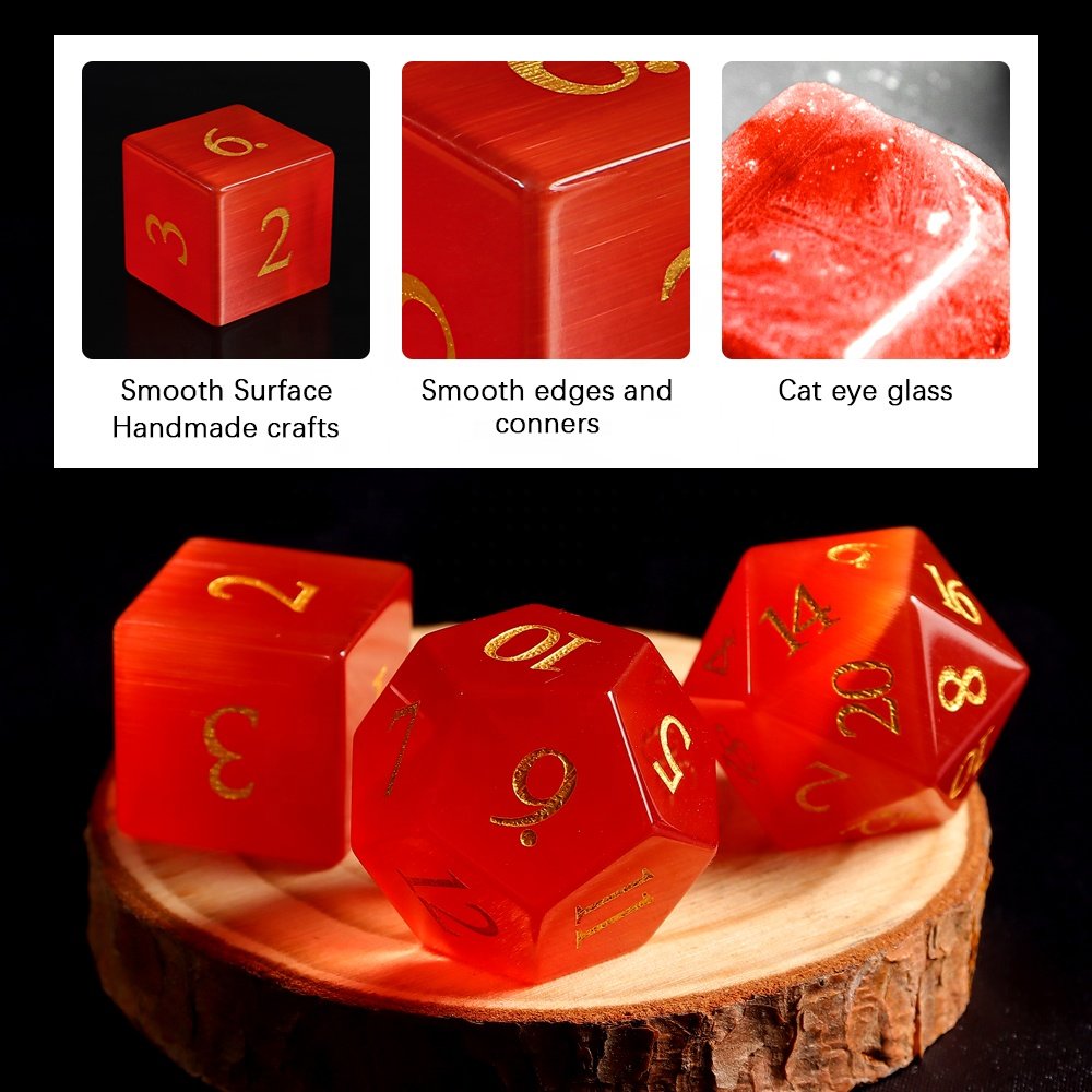Custom Logo Dice Red D&D Gemstone Dice Set DND RPG Dice For Table Top Board Games