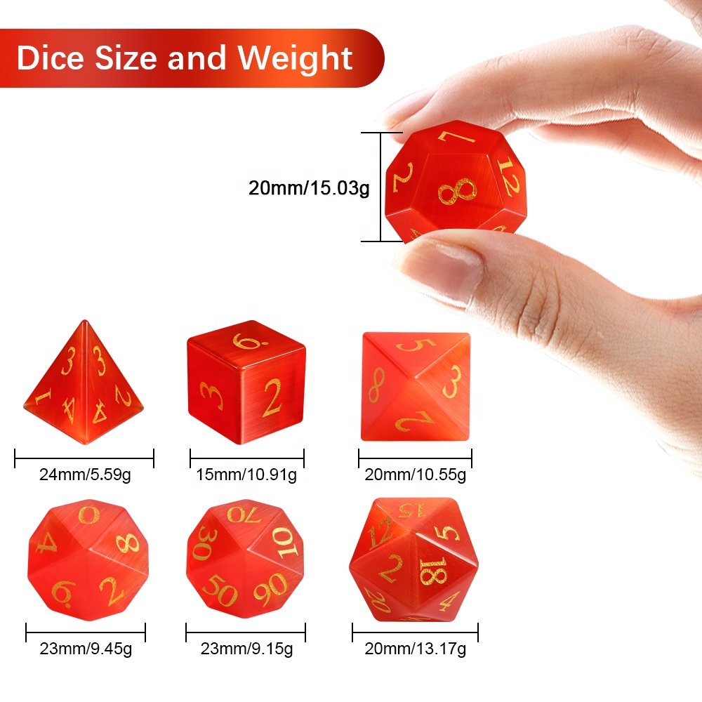 Custom Logo Dice Red D&D Gemstone Dice Set DND RPG Dice For Table Top Board Games