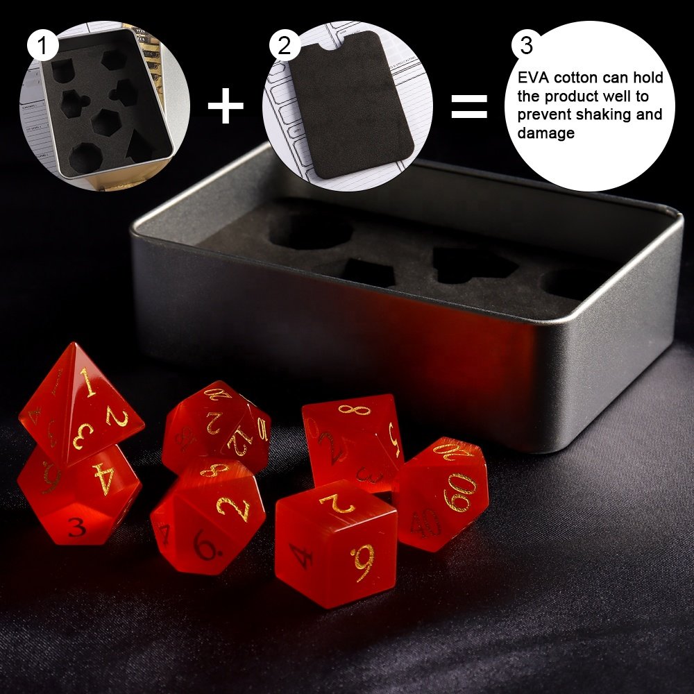 Custom Logo Dice Red D&D Gemstone Dice Set DND RPG Dice For Table Top Board Games