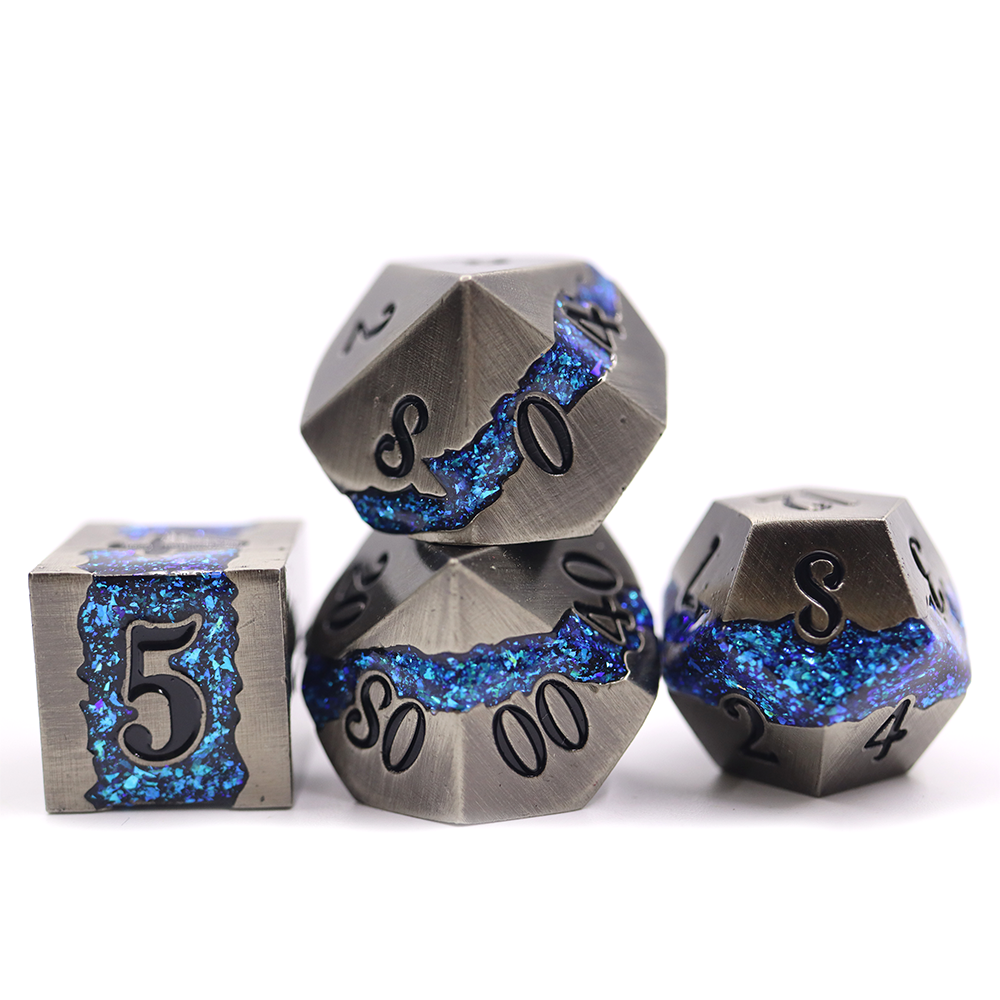 polyhedral 7pcs dnd dice custom metal stripe Zinc Alloy dice set