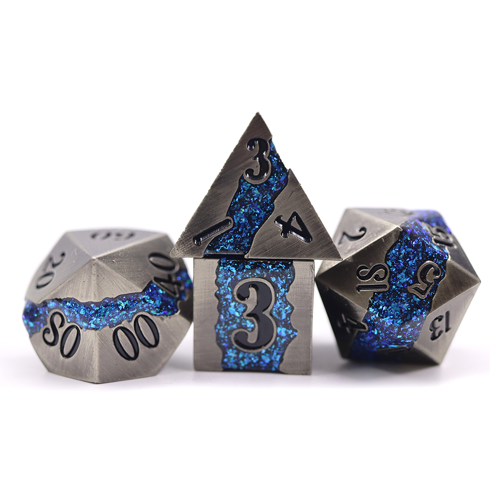 polyhedral 7pcs dnd dice custom metal stripe Zinc Alloy dice set
