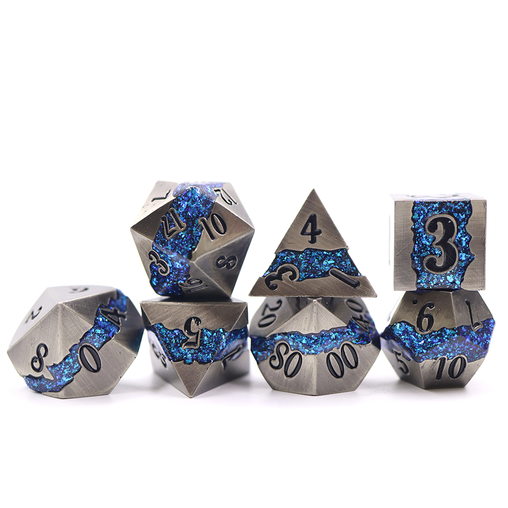 polyhedral 7pcs dnd dice custom metal stripe Zinc Alloy dice set