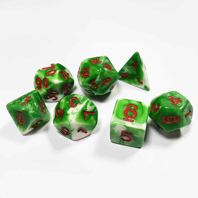 Custom Logo RPG Tabletop Games Set Green and White Polyhedral Engraved For Dungeons And Dragons D&d Rpg Dice