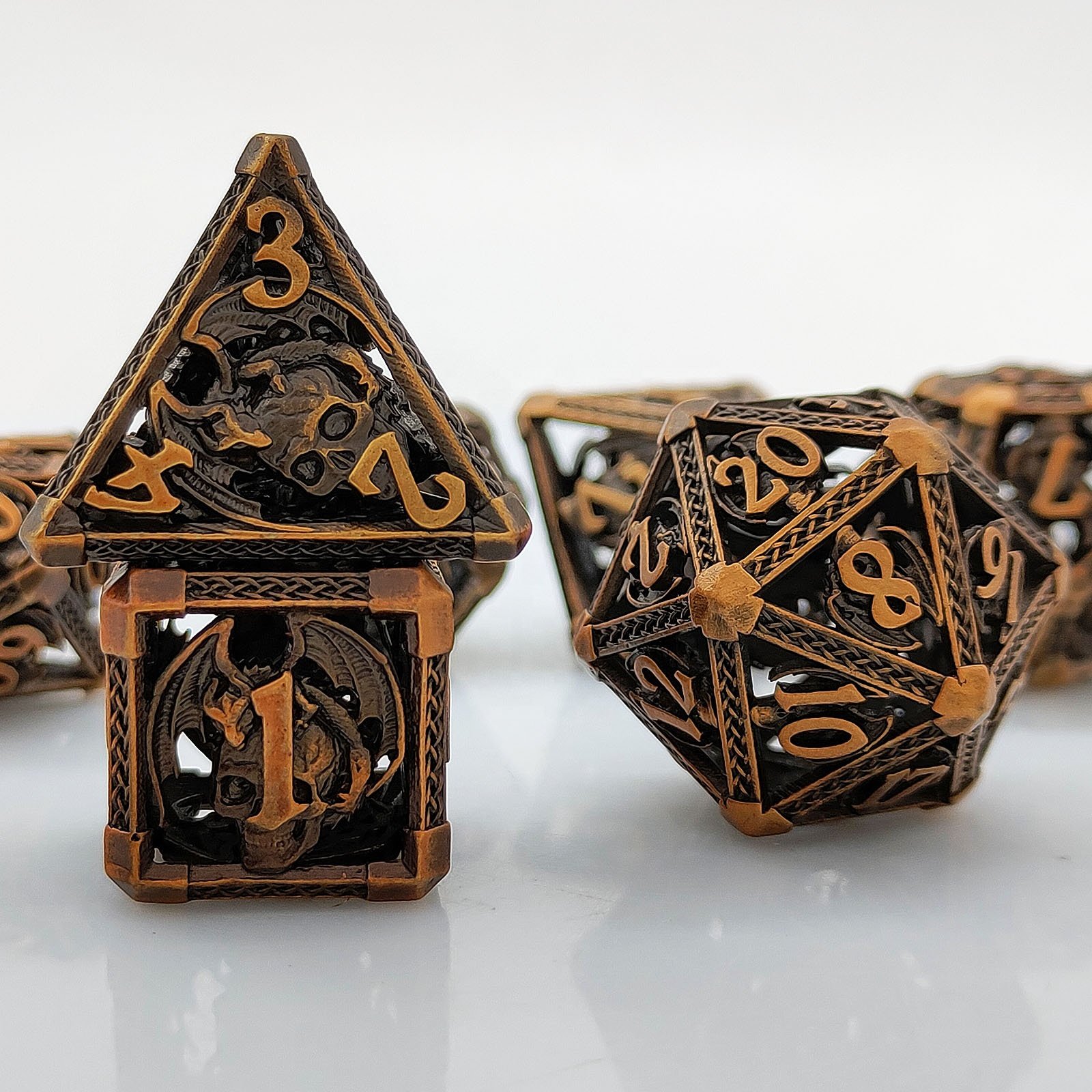 JMS Demon Dragon Assorted Color Polyhedral Dice DND RPG Zinc Alloy Metal Dice Set for Tabletop Game