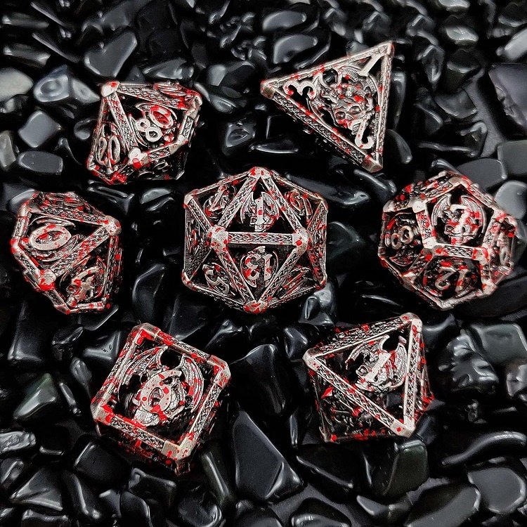 JMS Demon Dragon Assorted Color Polyhedral Dice DND RPG Zinc Alloy Metal Dice Set for Tabletop Game