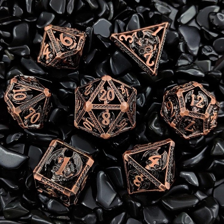 JMS Demon Dragon Assorted Color Polyhedral Dice DND RPG Zinc Alloy Metal Dice Set for Tabletop Game