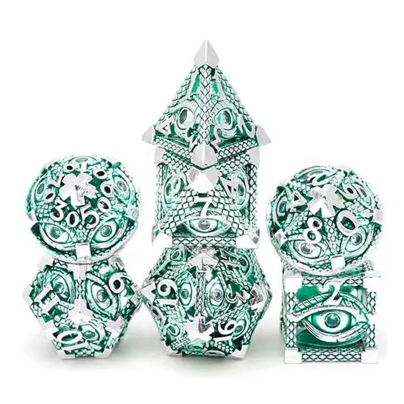 Cthulhu Metal Hollow Dice 7PCS polyhedral dice suitable for Dungeons & Dragons TRPG board game board game Eye dice set