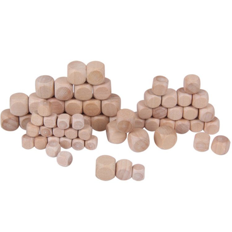 Factory Price custom logo cube cheap price wholesale unfinished wood blocks round corner 1-10cm wooden dice