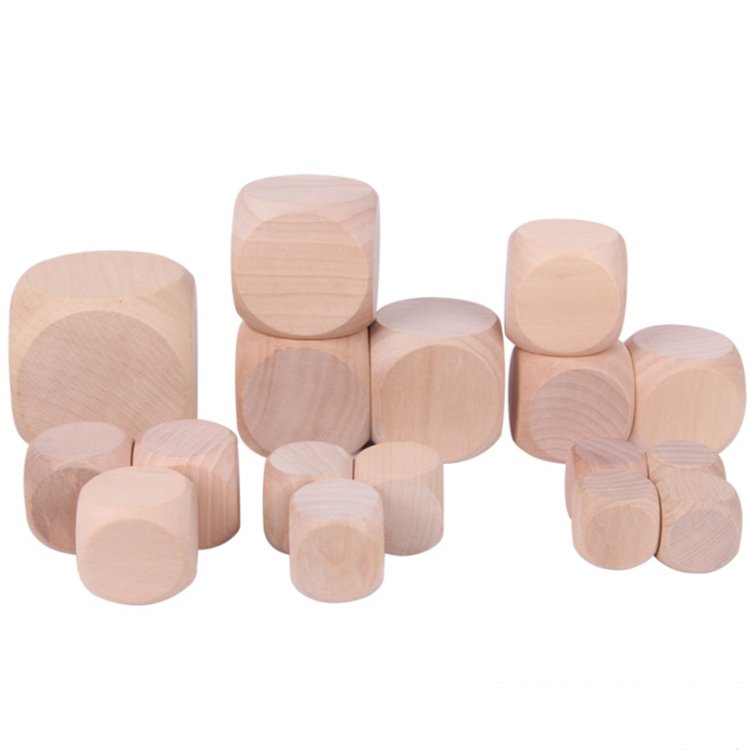 Factory Price custom logo cube cheap price wholesale unfinished wood blocks round corner 1-10cm wooden dice