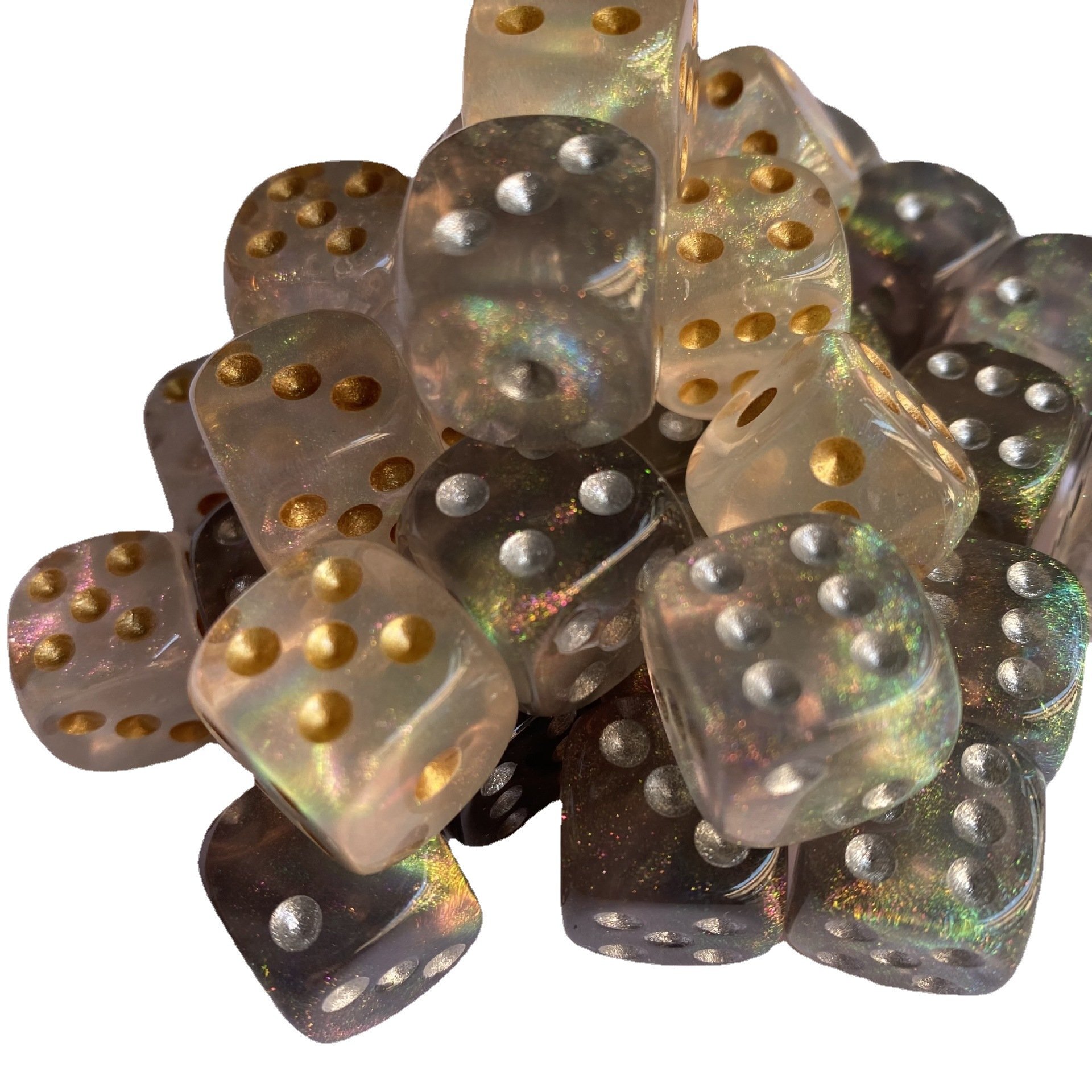 Resin Dice D6 D10 Colorful Swirl With Sparkle Glitter Plastic Engraved Resin Dice