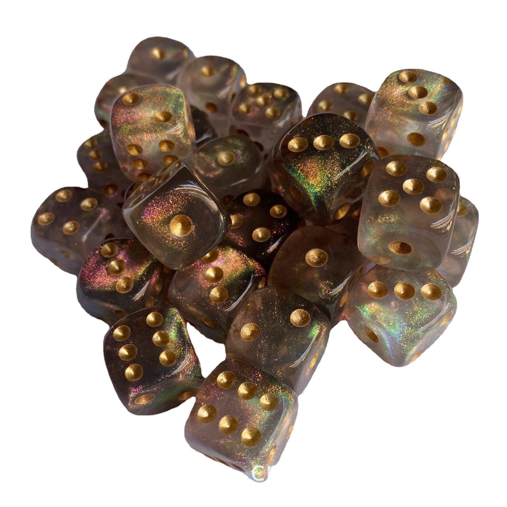 Resin Dice D6 D10 Colorful Swirl With Sparkle Glitter Plastic Engraved Resin Dice