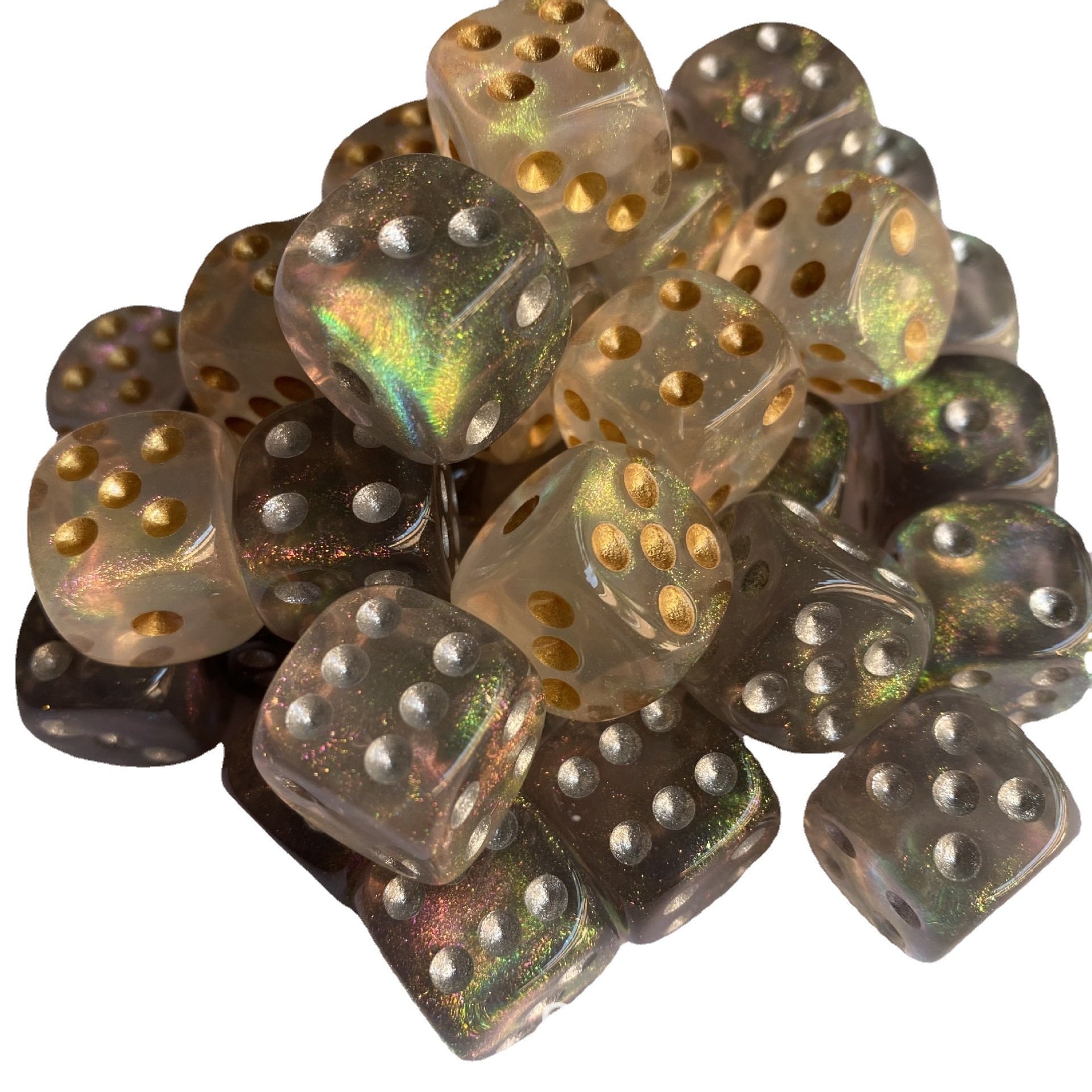 Resin Dice D6 D10 Colorful Swirl With Sparkle Glitter Plastic Engraved Resin Dice