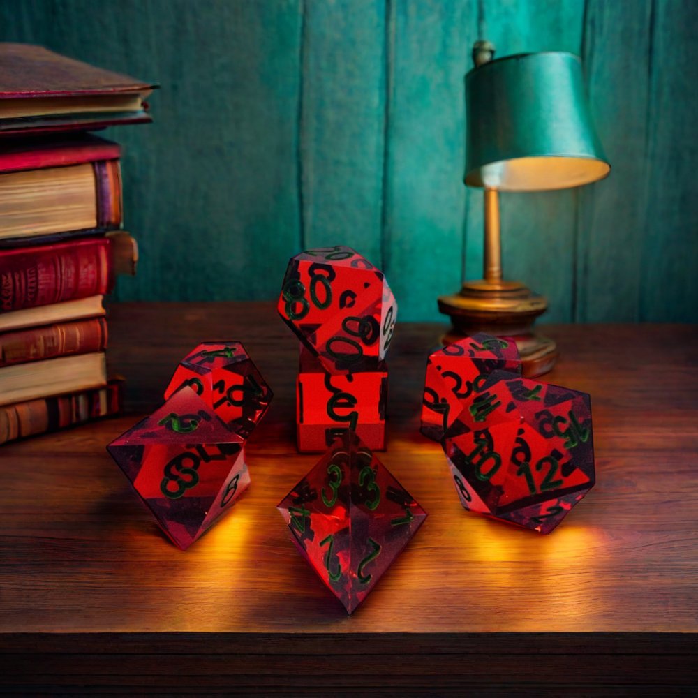7-Piece Set Polyhedral Dice Transparent Plastic square Corner Game Cube Dice for D&D RPG Genre