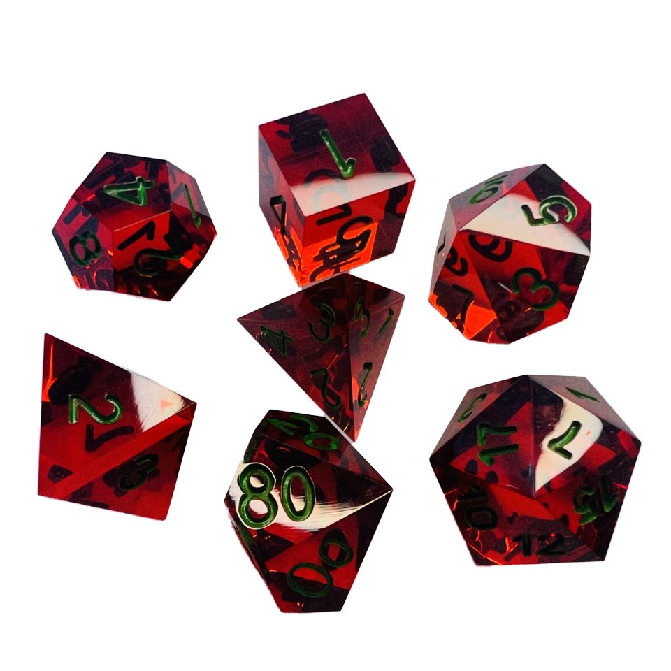 7-Piece Set Polyhedral Dice Transparent Plastic square Corner Game Cube Dice for D&D RPG Genre